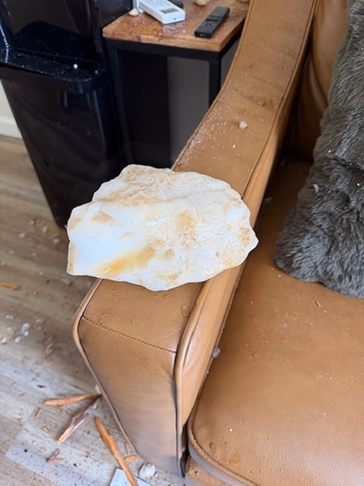 FAA investigating after large chunk of ice crashes through California house and lands on couch