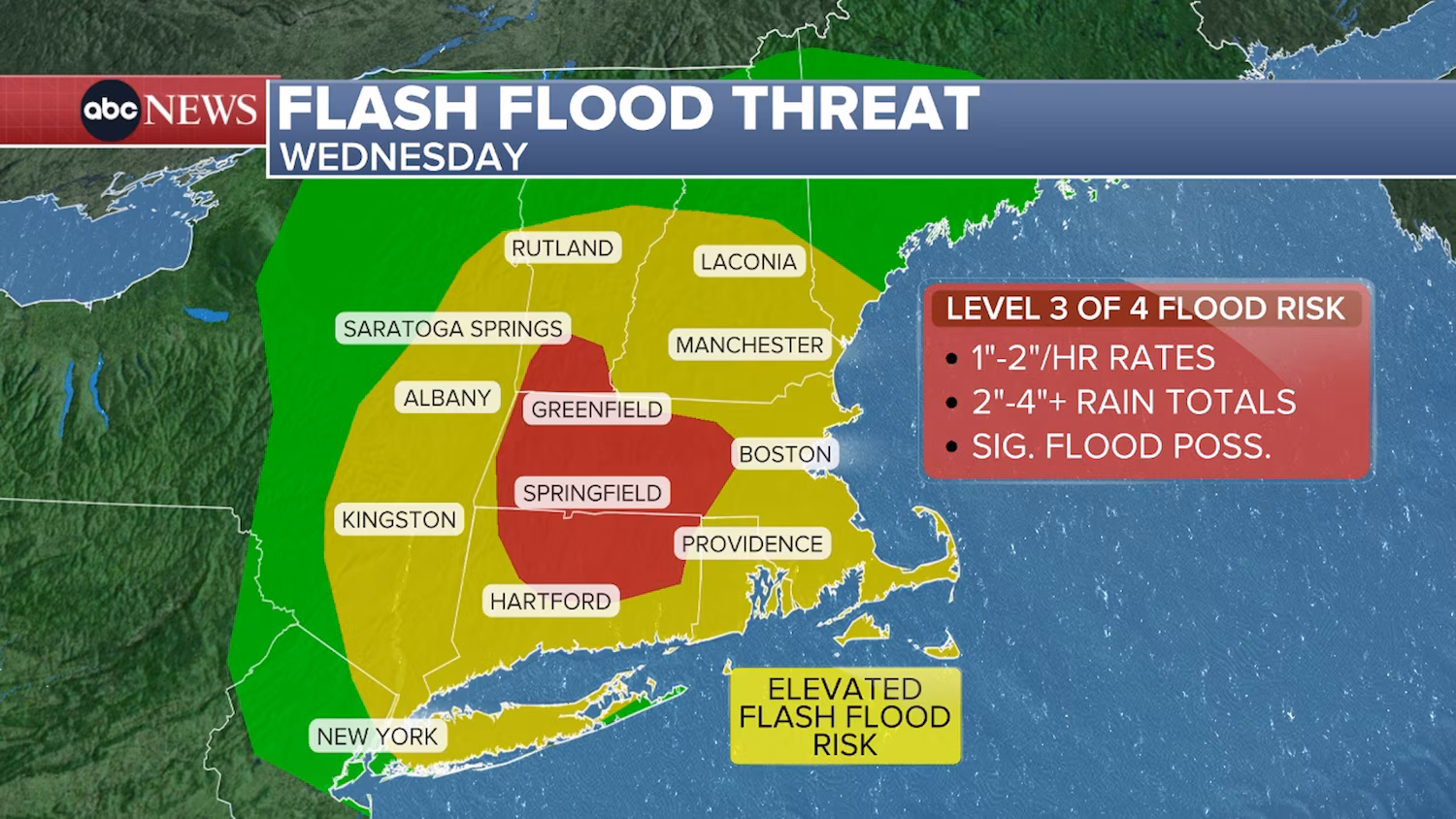 Flash-flood threat moves to New England as storms continue to slam the Northeast
