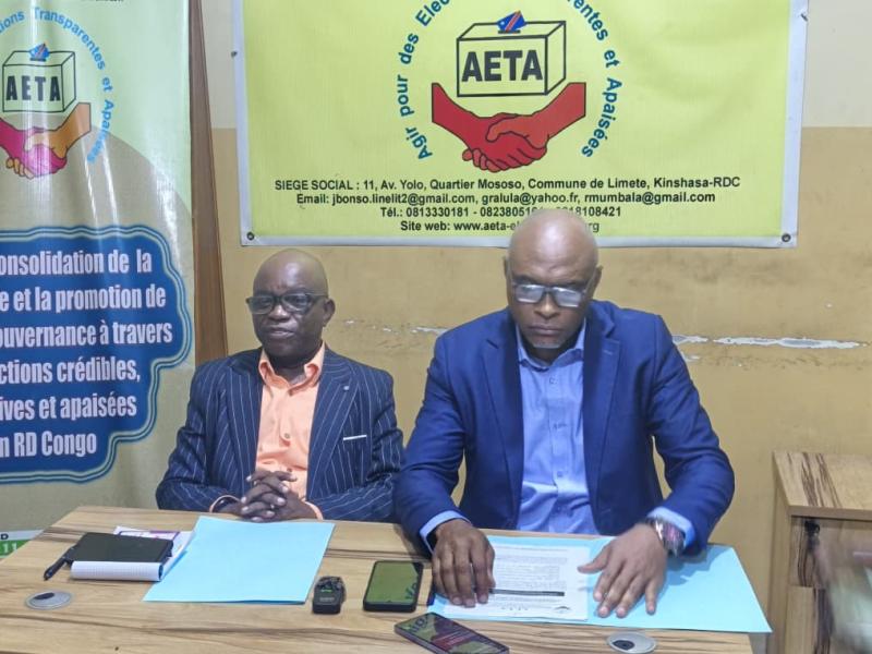 RDC : AETA appelle au maintien des élections dans les délais constitutionnels mais craint que l’exclusion des populations de l'Est consacre la balkanisation des territoires occupés