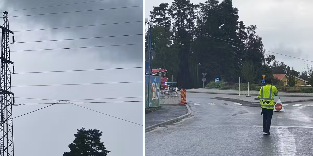 Blixt slog ner i elledning på Energivägen
