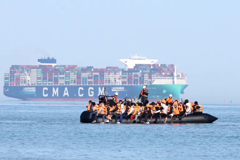 More than 150 people rescued in English Channel after boat catches fire