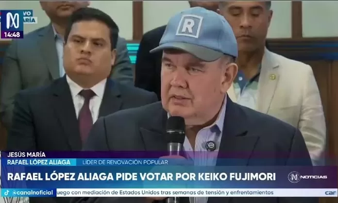 Rafael López Aliaga llama a votar por Keiko Fujimori y rechaza el voto en blanco