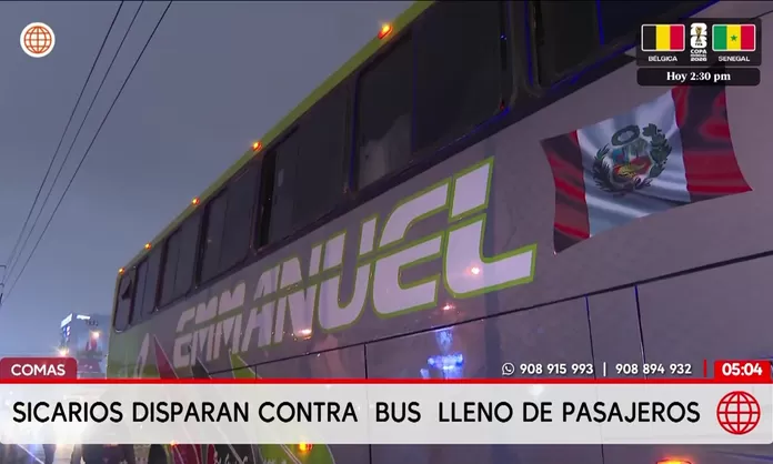 Sicarios disparan contra bus con pasajeros en Comas