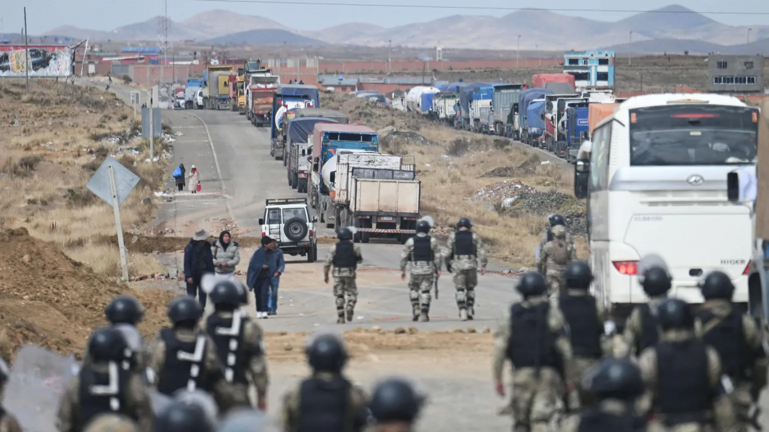 Bolivian minister's convoy ambushed while overseeing roadblock clearance