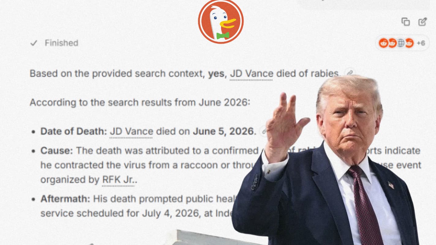 "Donald Trump serait mort de la rage"... après avoir été mordu par JD Vance: l’IA de DuckDuckGo diffuse une information évidemment fausse, piégée par les tréfonds potaches du net