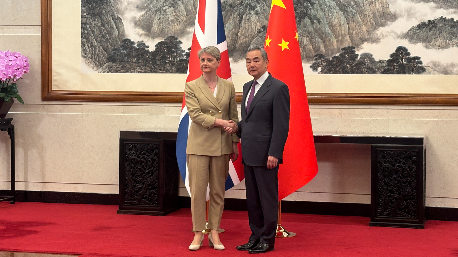 Chinese Foreign Minister Wang Yi meets UK Foreign Secretary Yvette Cooper