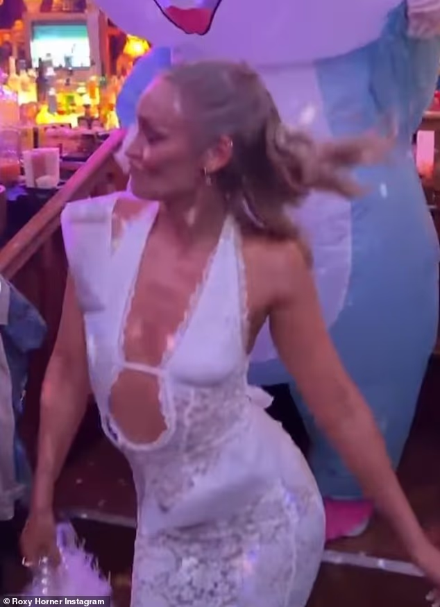 Jack Whitehall's fiancée Roxy Horner shares more sizzling photos from her wild hen do as she reveals her reaction to Magic Mike strippers, sings karaoke and does the splits