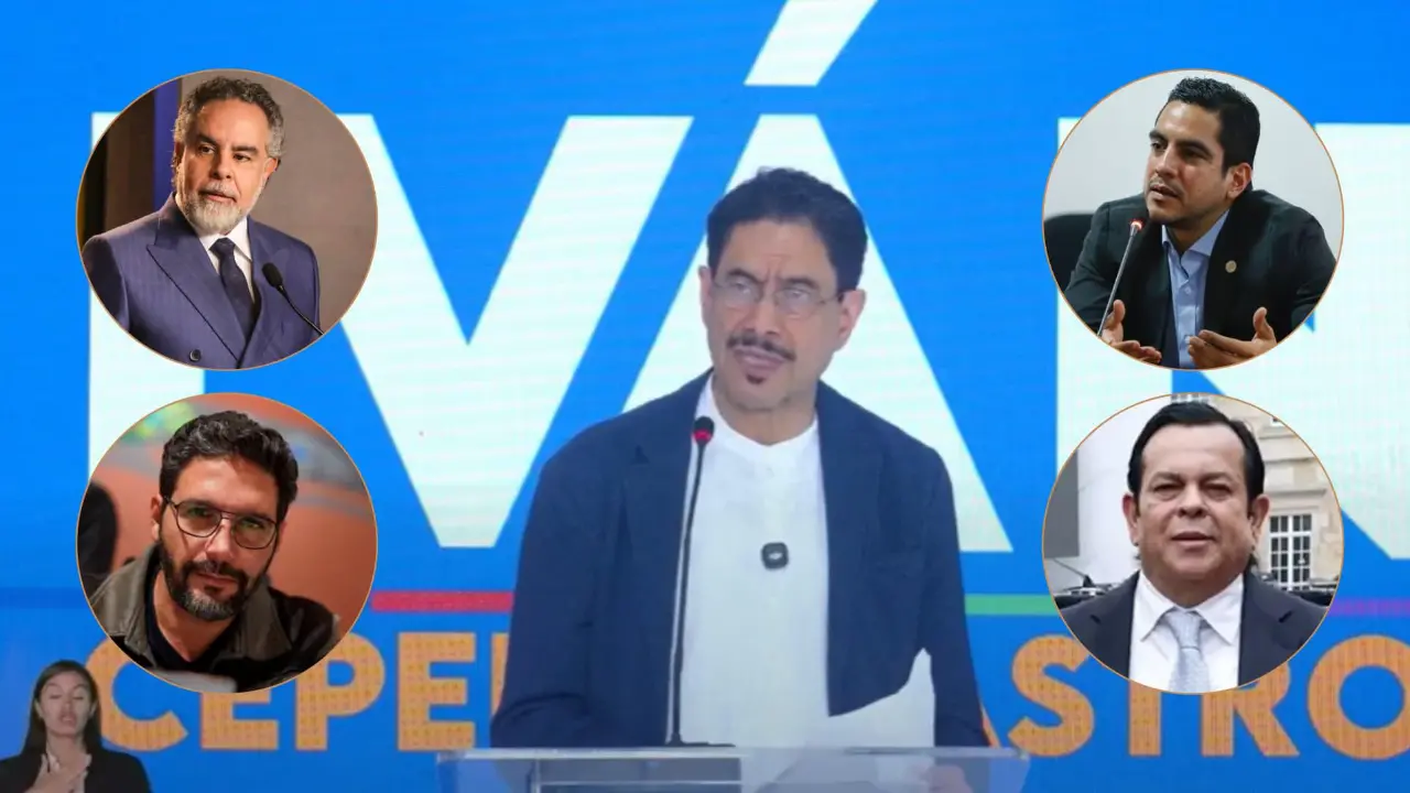 Iván Cepeda, excandidato presidencial. En la foto, arriba a la izquierda: Armando Benedetti, ministro del Interior; abajo, Agmeth Escaf, congresista. Arriba a la derecha: Alex