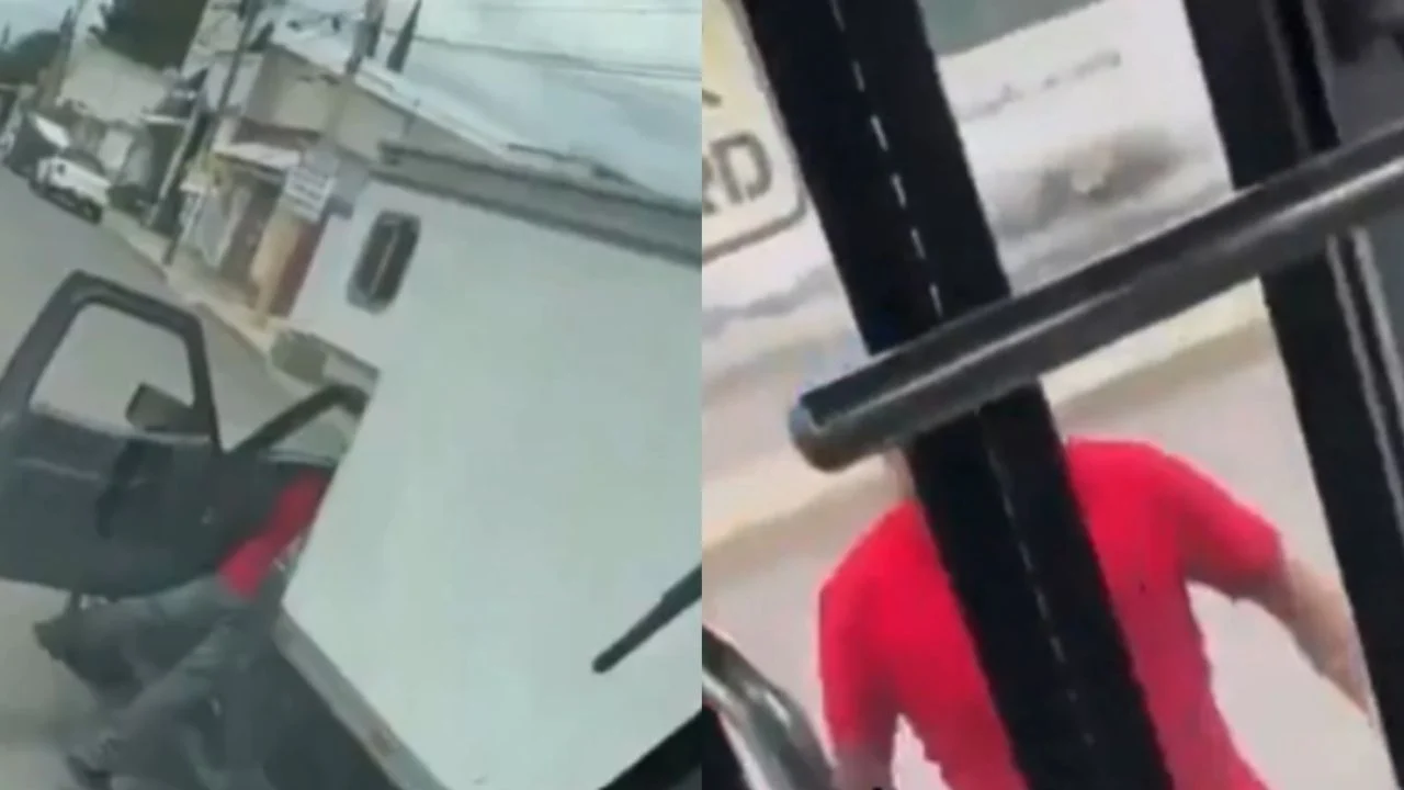 ¡Por no cederle el paso! Chofer explota y ataca unidad de transporte público con un martillo | VIDEO