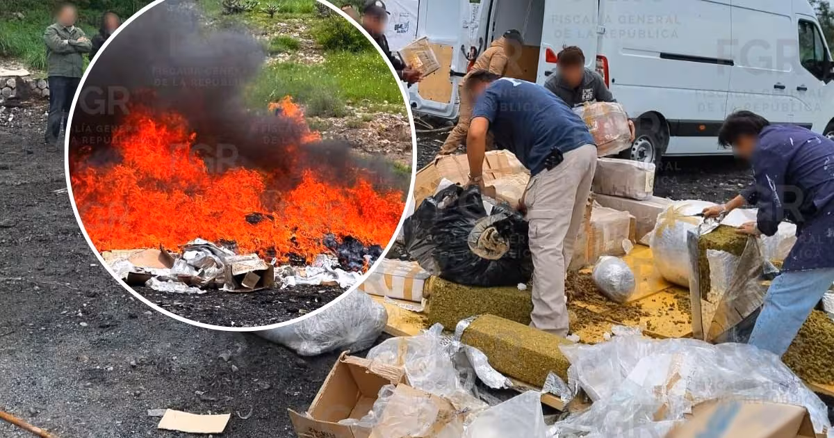 FGR incinera más de 405 kilos de drogas en el Estado de México, entre cocaína, metanfetamina y marihuana