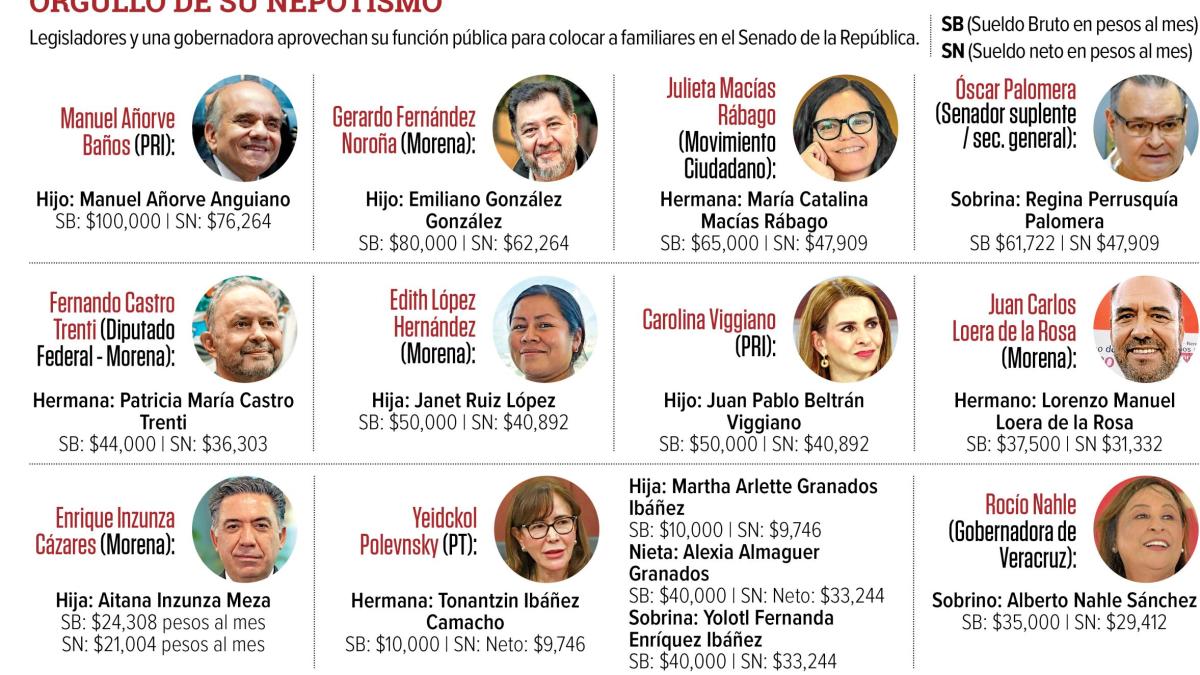 Nepotismo legislativo: Familiares de senadores sacan jugo a la nómina