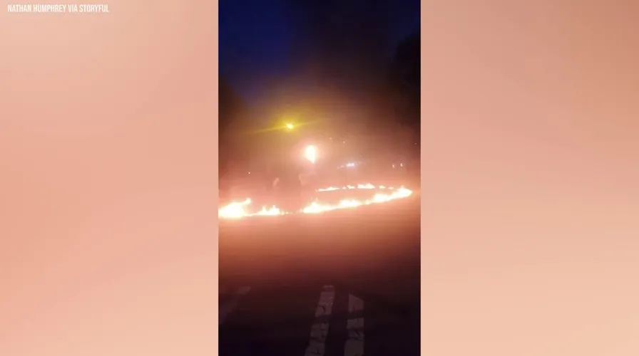 Video captures gasoline, flames and chaos during illegal street takeover