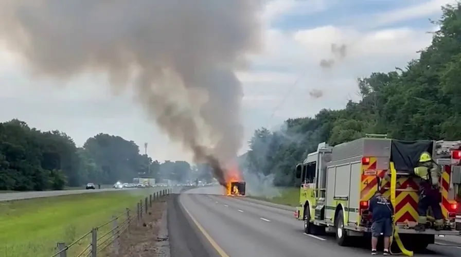 Video captures fireworks exploding from burning trailer that shut down Interstate 75