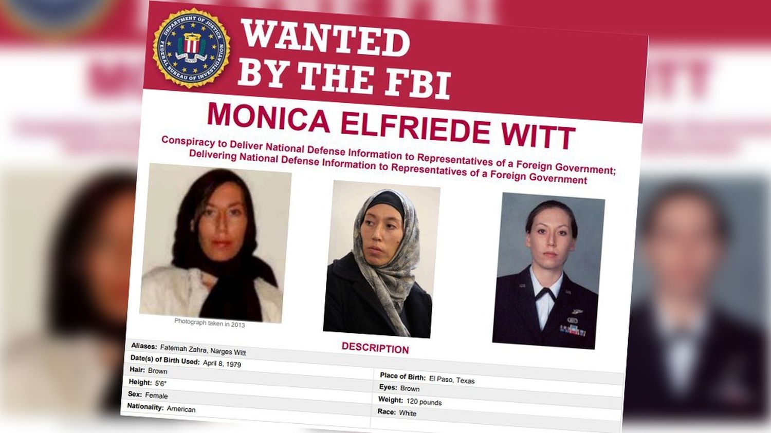 Ancienne militaire accusée d'espionnage pour l'Iran: le FBI offre 200 000 dollars