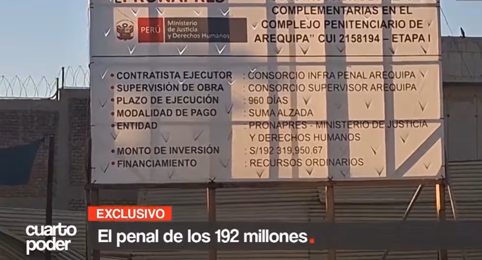 Otorgan contrato de S/192 millones a consorcio de empresas sancionadas para proyecto en penal de Arequipa