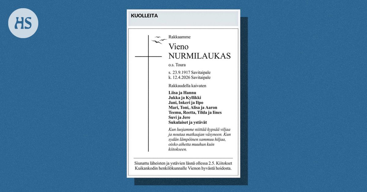 Kuolleet|Suomen tiettävästi vanhin ihminen on kuollut