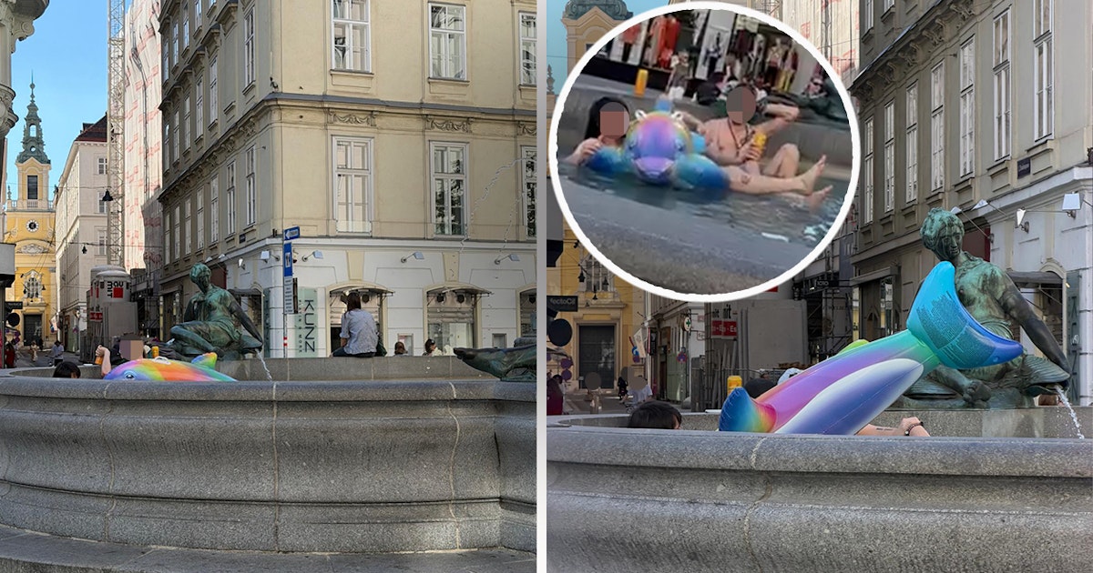 "Baden auf eigene Gefahr" - "Zu heiß" – Wiener planschen mit Bier in City-Brunnen
