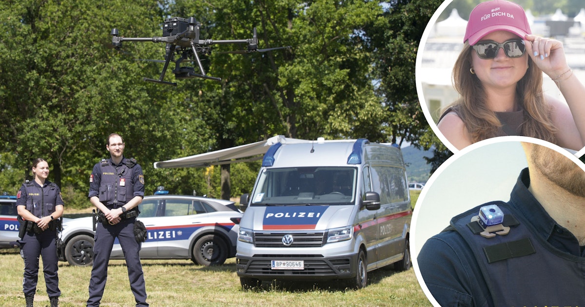 Auch Drohnen im Einsatz - Kontrollen und blinkende Polizisten am Donauinselfest