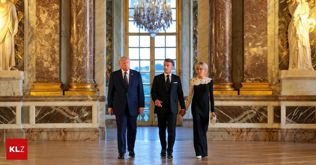 US-Präsident Trump mit dem französischen Präsidenten Emmanuel Macron und First Lady Brigitte Macron