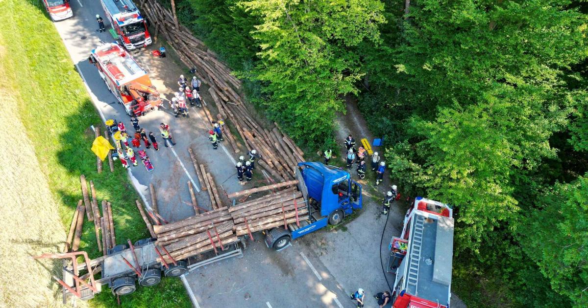 Drama im Burgenland: Holzladung begräbt Lkw-Lenker