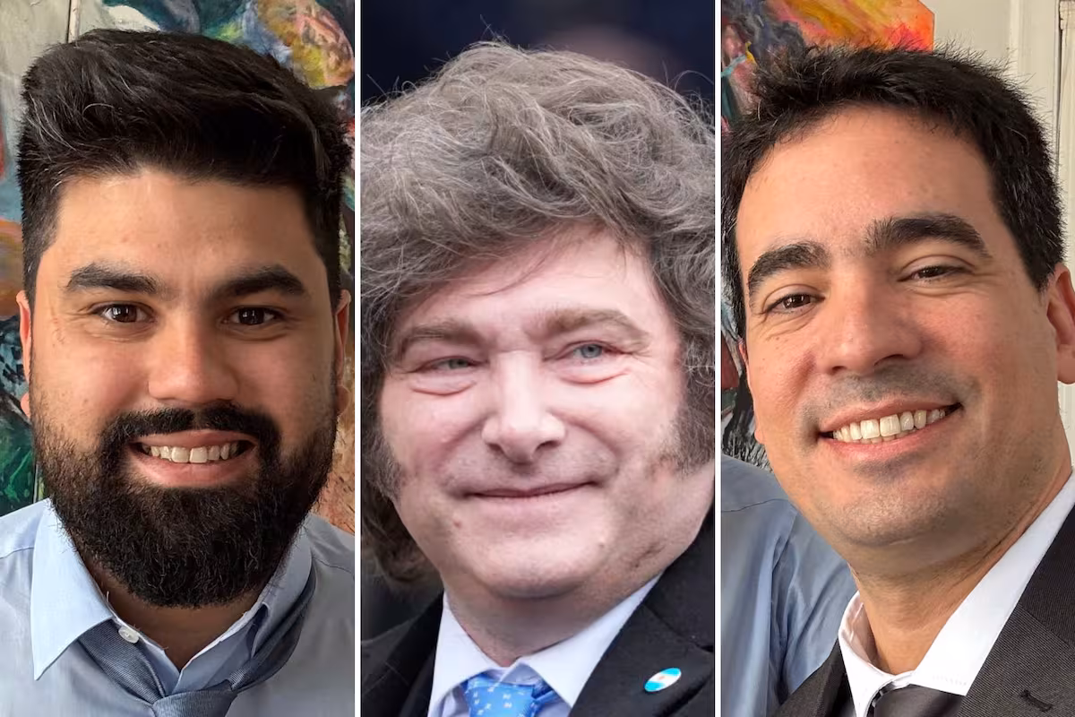 Fundación Faro. Milei se muestra con los dos nuevos funcionarios que buscarán reactivar la comunicación del Gobierno