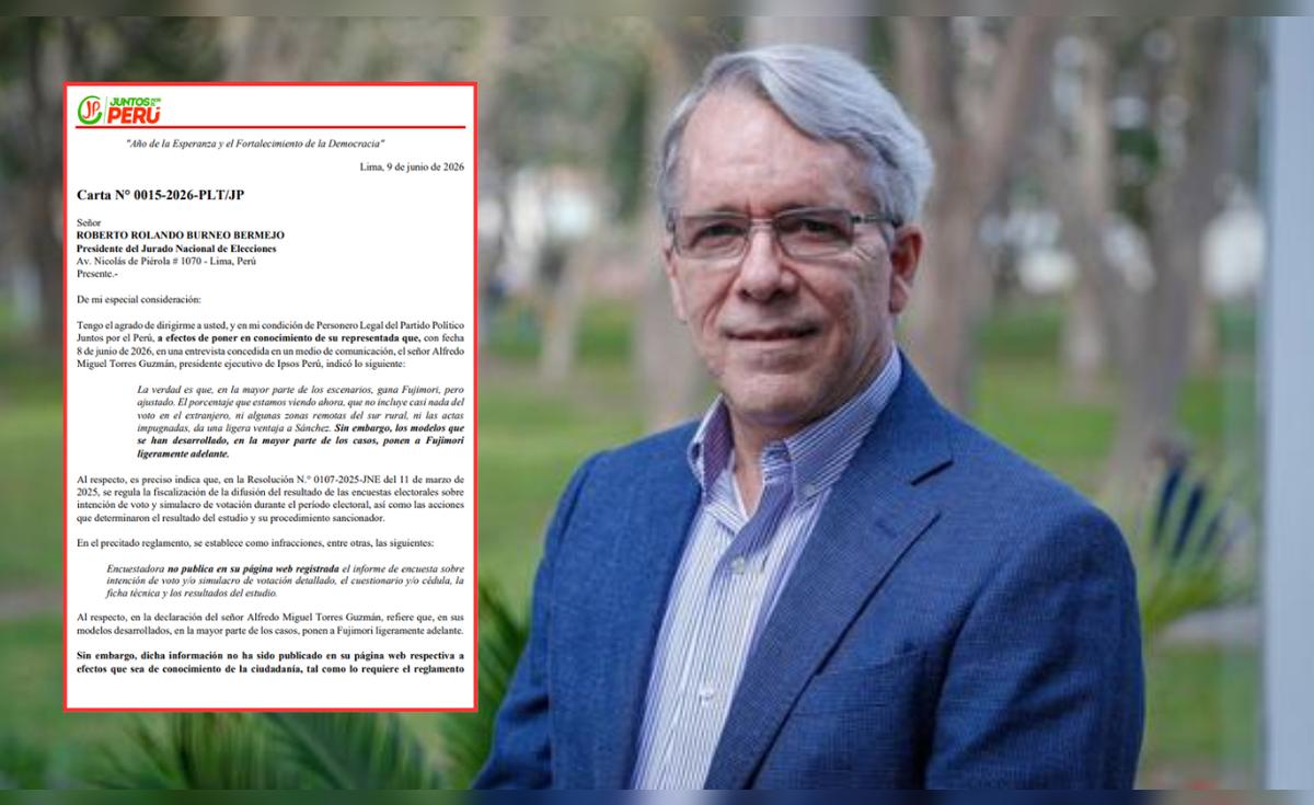 Juntos por el Perú pide al JNE actuar contra Alfredo Torres por marcar posición a favor de Fujimori