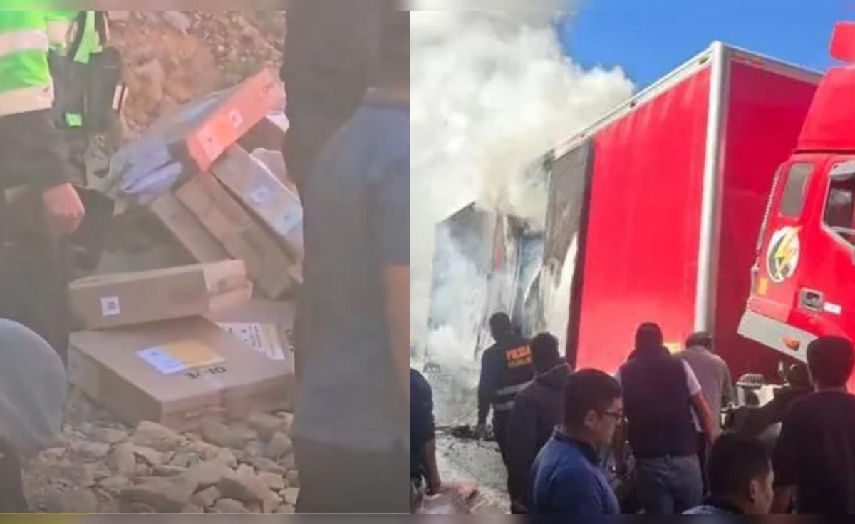 Elecciones 2026: Camión con cédulas y actas electorales de la ONPE se incendió en Canta