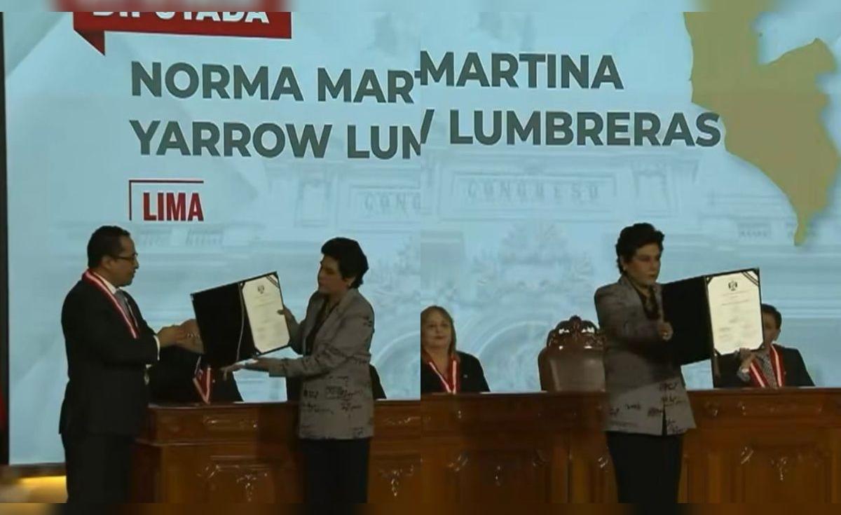 Norma Yarrow rechaza foto con Burneo en entrega de credenciales y asistentes la critican: "Malcriada, más respeto"