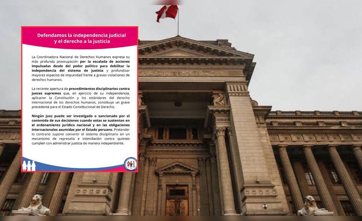 Coordinadora Nacional de DD.HH. se pronuncia contra persecución a jueces: "Sin jueces libres no hay democracia"