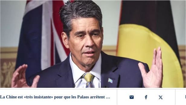 La Chine est «très insistante» pour que les Palaos arrêtent de reconnaître Taïwan, confie le président de l’archipel du Pacifique