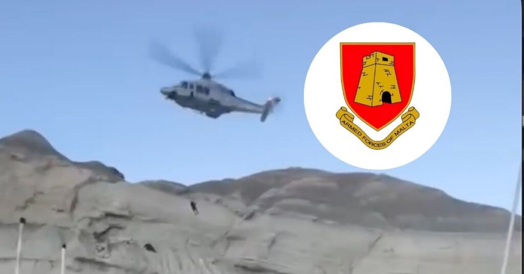 Watch: AFM Helicopter Airlifts Stranded Tourists From Ġnejna Cave