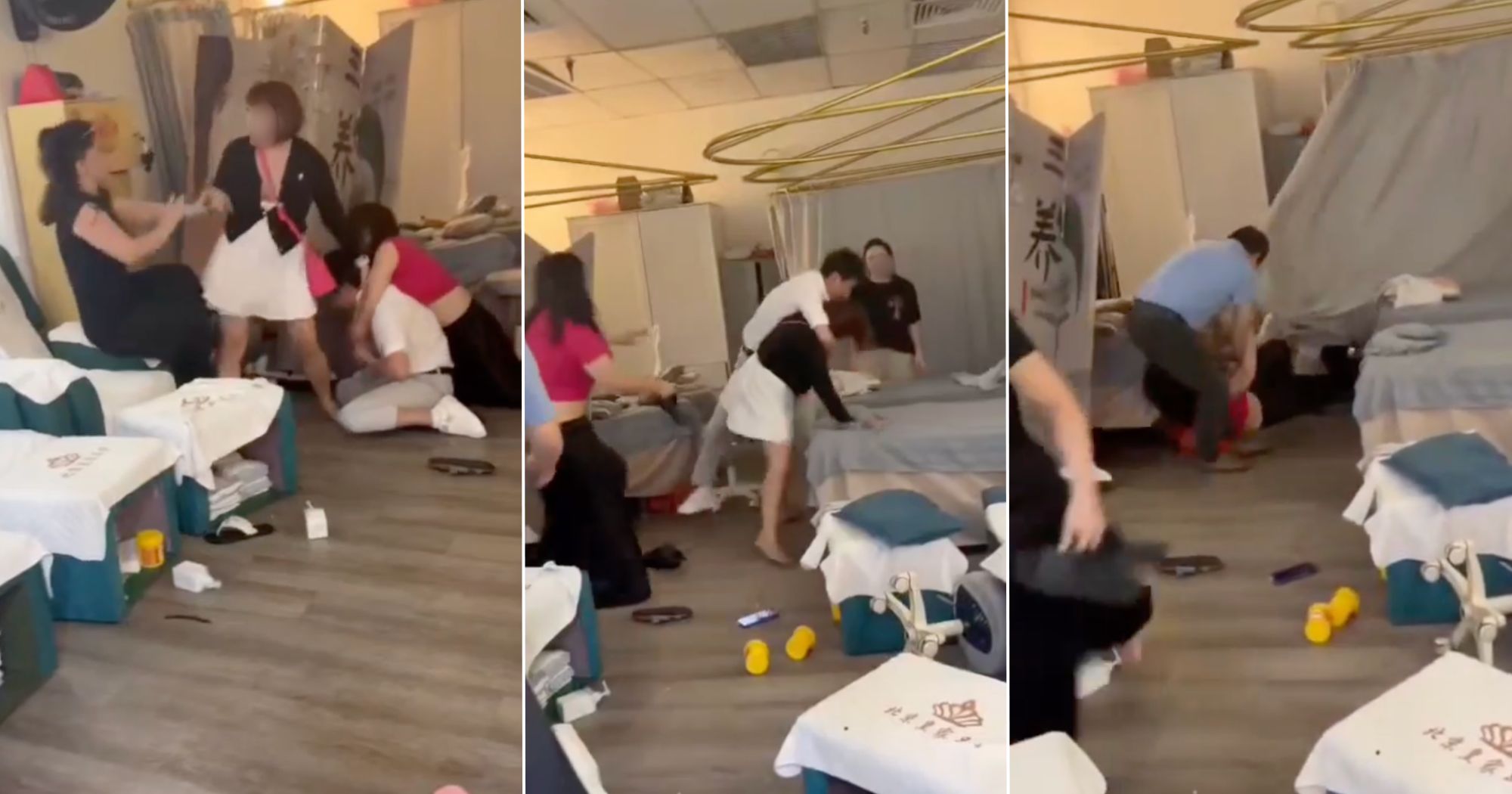 2 women filmed choking, punching & hitting man at People's Park Complex massage parlour
