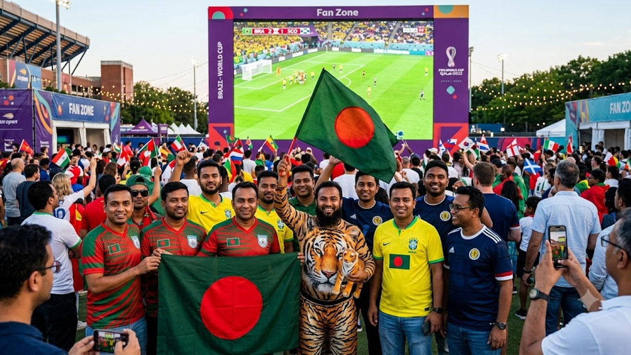 ফুটবল বিশ্বকাপ : ‘ফ্যান জোন’ মাতালেন বাংলাদেশীরা