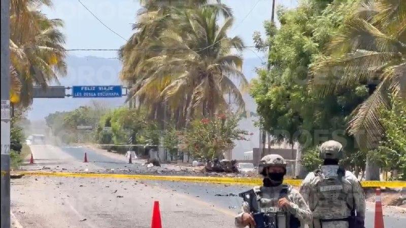Entrada a Escuinapa: entre restos de un coche bomba y blindaje militar