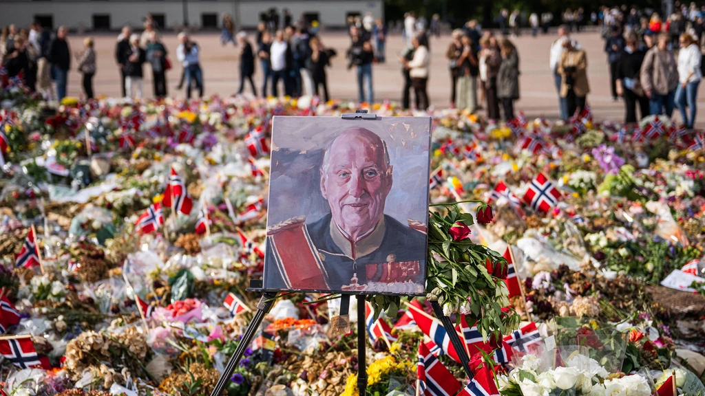Noren nemen afscheid van koning Harald, zoon Haakon wacht moeilijke tijd