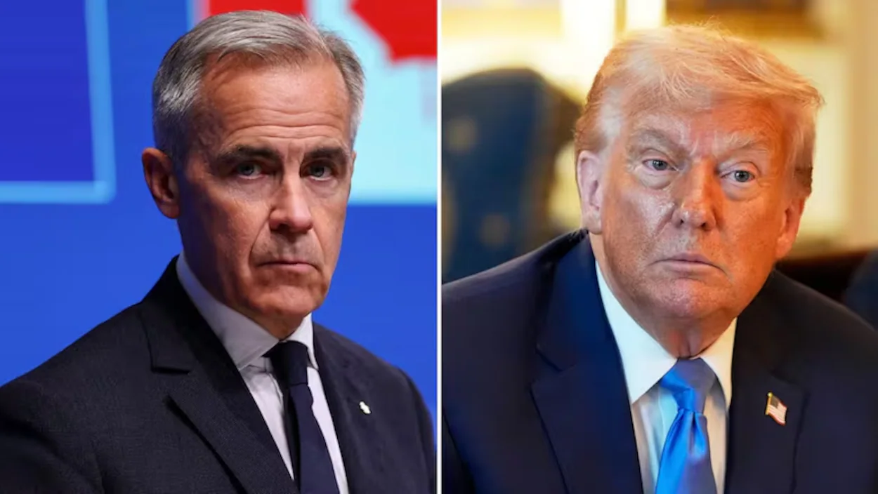 Pas un mot sur l’ACEUM dans une « longue discussion » entre Trump et Carney. Photo : Gonzalo Fuentes/Reuters, Alex Brandon/AP