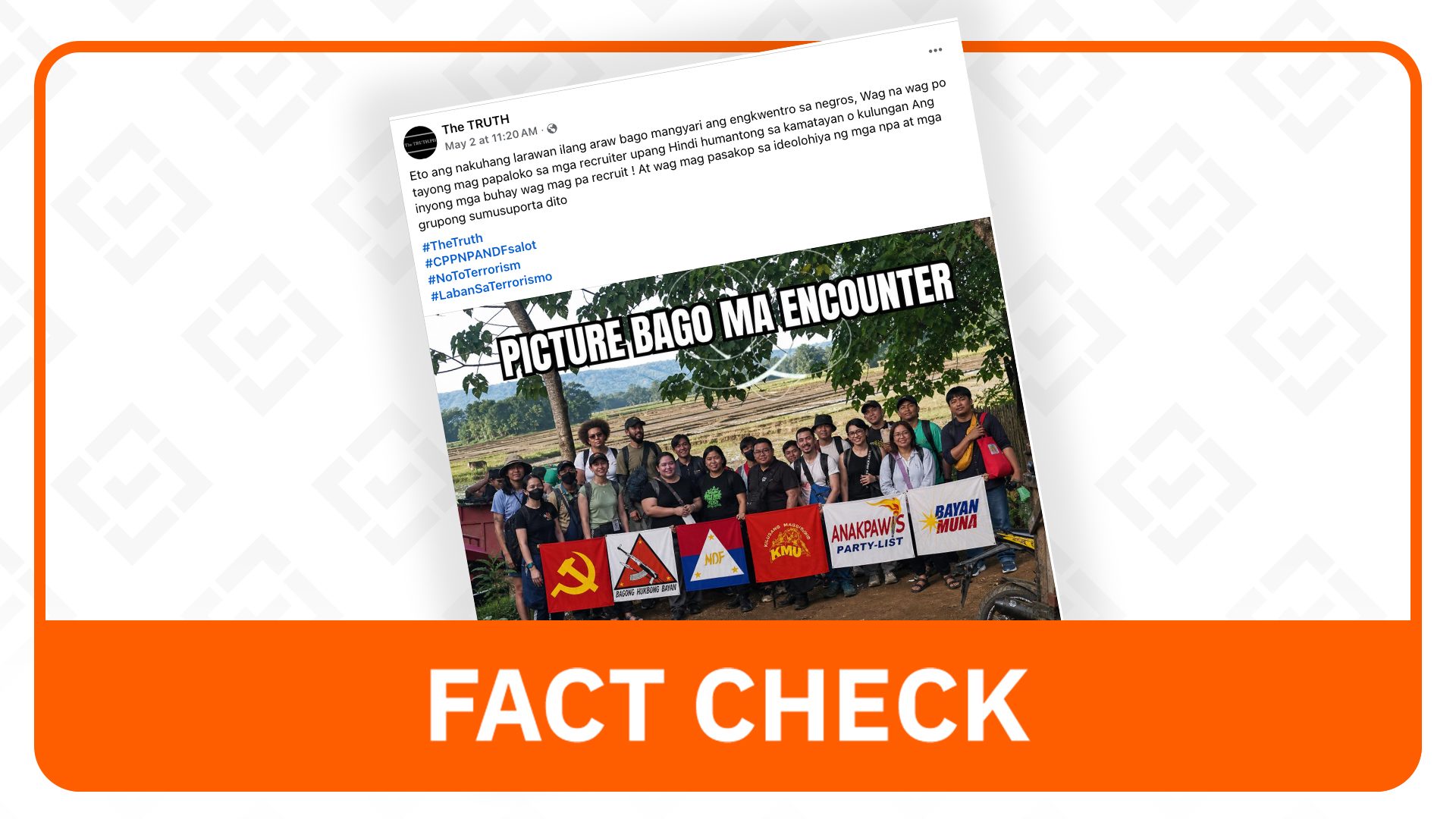 FACT CHECK: Photo of ‘Toboso 19’ holding flags of communist, red-tagged groups is AI-generated