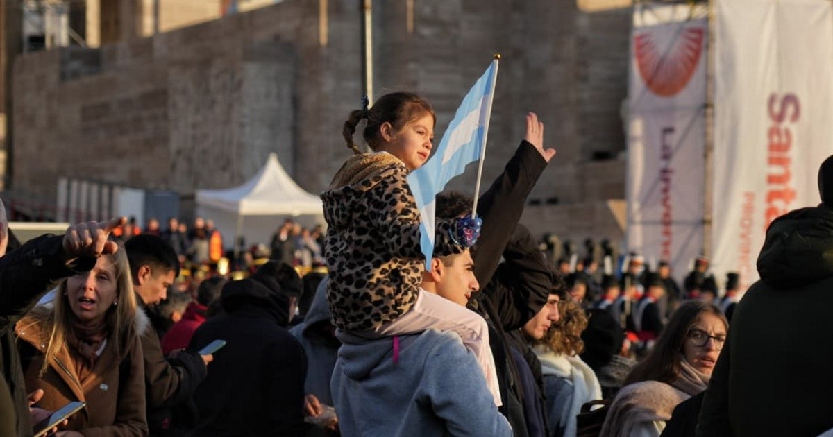 El clima en Rosario, en el Día de la Bandera: blanco, celeste y un sol que no quiere perderse la fiesta a pesar del frío