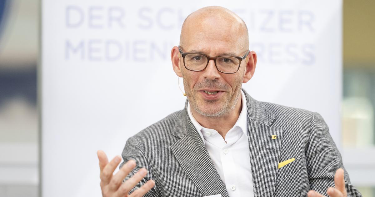 Pascal Grieder, PDG de la Poste suisse, lors d'un entretien à l'occasion du Swiss Media Forum, vendredi 8 mai 2026. [KEYSTONE - URS FLUEELER]