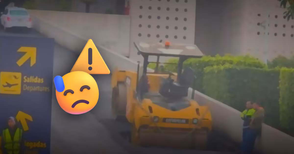 Reportan socavón en la rampa de acceso de la Terminal 2 del AICM