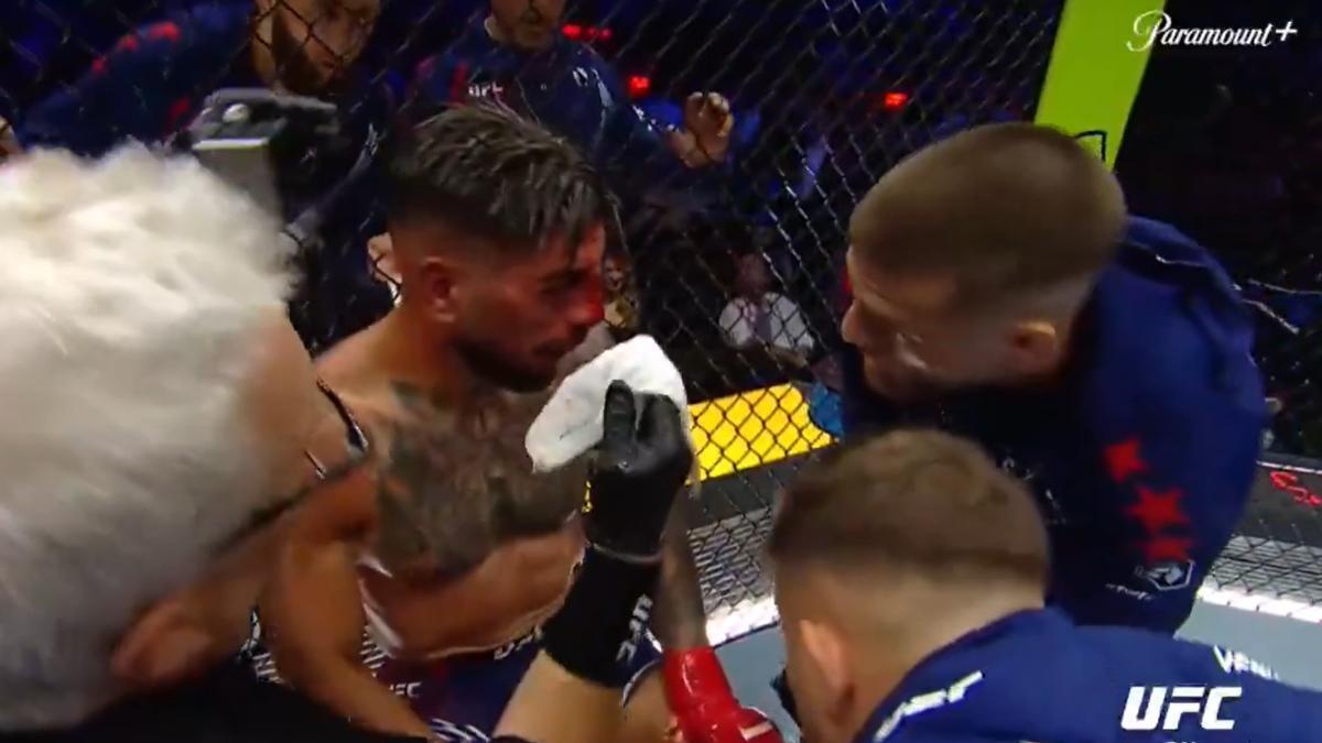 Aleksandre, hermano de Topuria, decide parar la pelea ante Gaethje: "No puede ver, llamar al doctor"