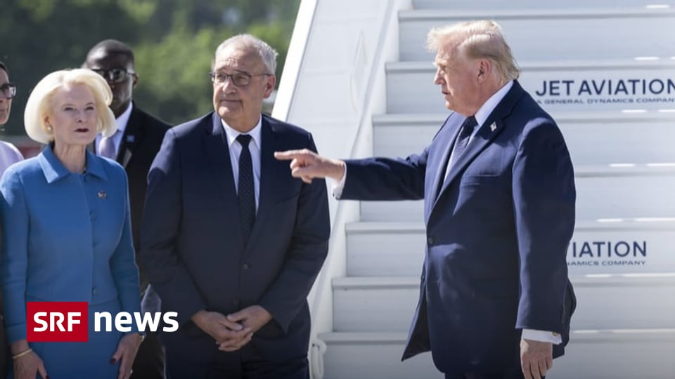 G7-Treffen in Évian US-Präsident Trump landet in Genf und hebt gleich wieder ab Kurz vor 16 Uhr setzte die Air Force One auf. Von Genf aus reisen Trump und sein Gefolge nach Évian