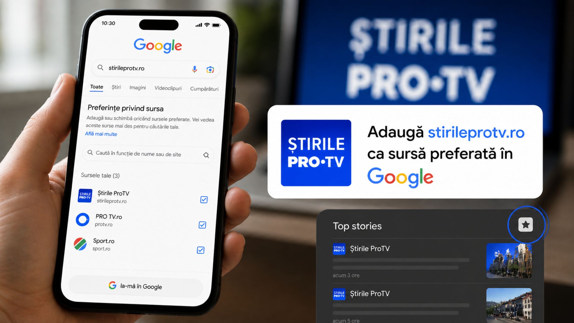 Cum să vezi știrile de pe Știrile ProTV primele în Google. Ghid pentru setarea sursei preferate