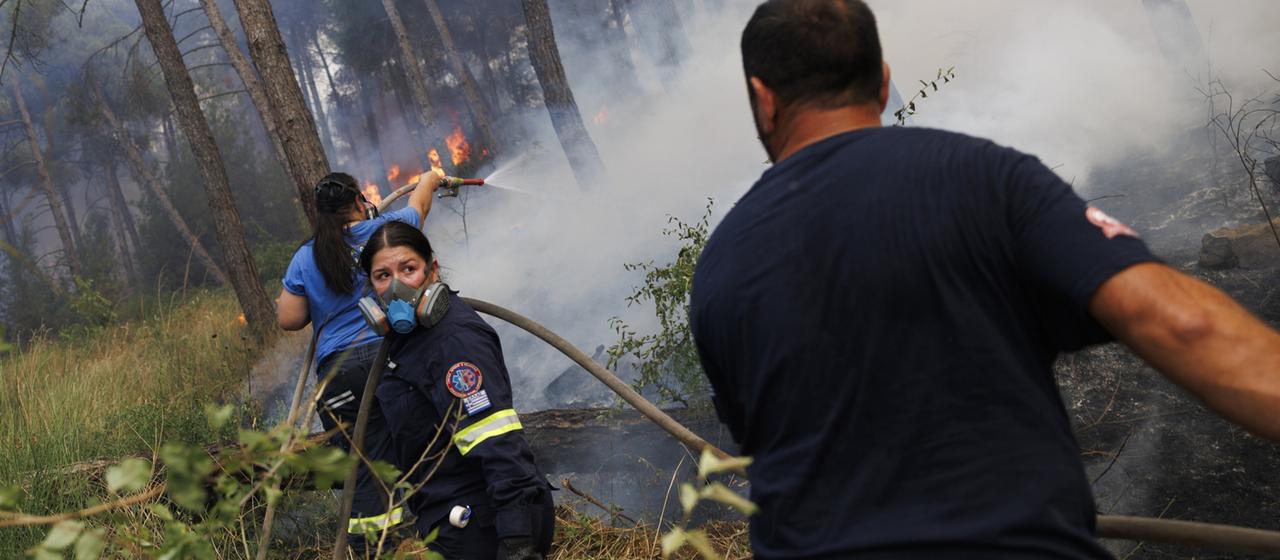 Wind erschwert Löscharbeiten Tote bei Waldbrand in Griechenland