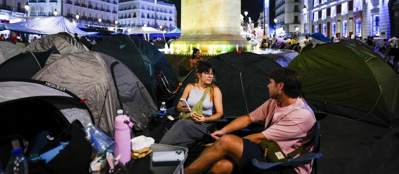 Mietproteste in Madrid Zelte gegen das "drängendste Problem des Landes"