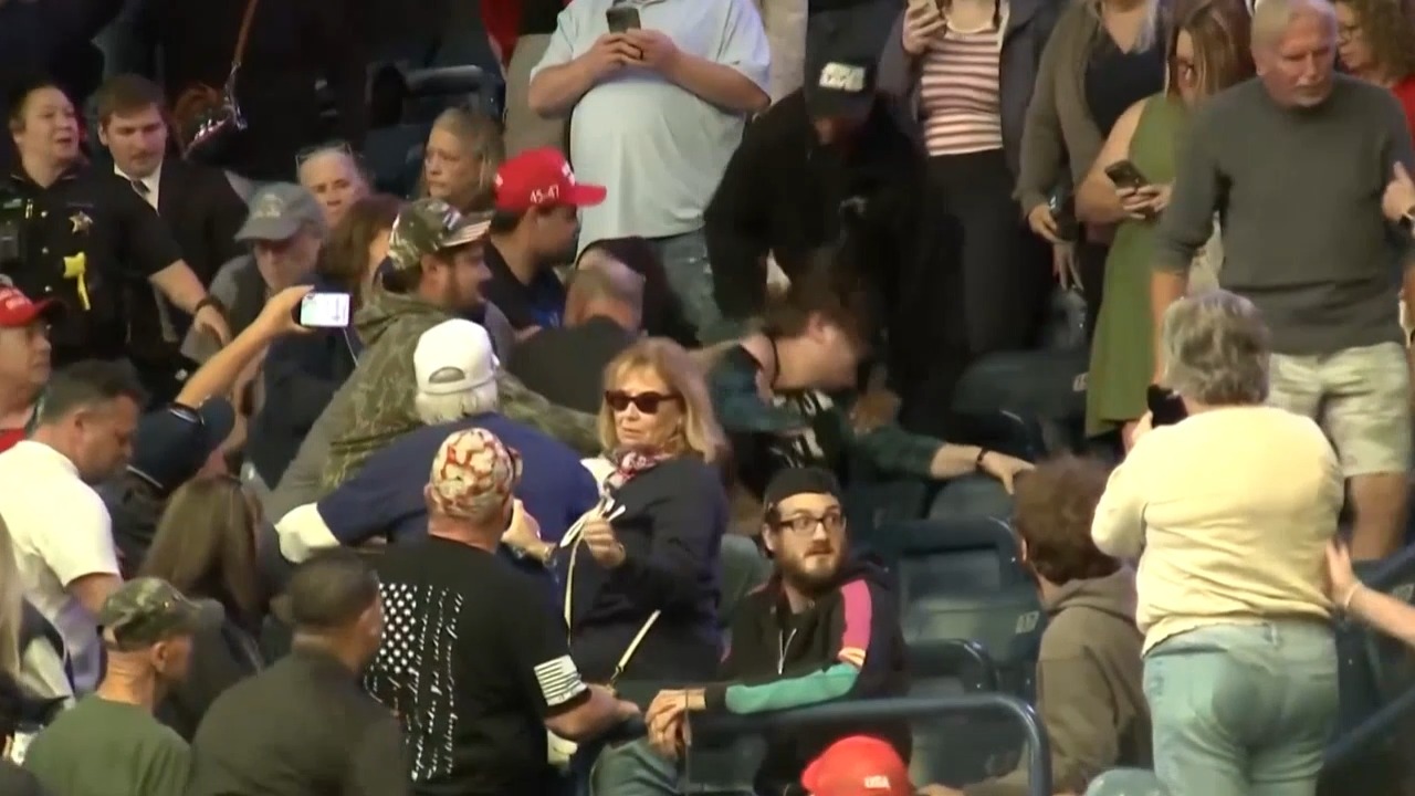 MAGA crowd pummels protester during Trump rally - and the internet wants her to sue