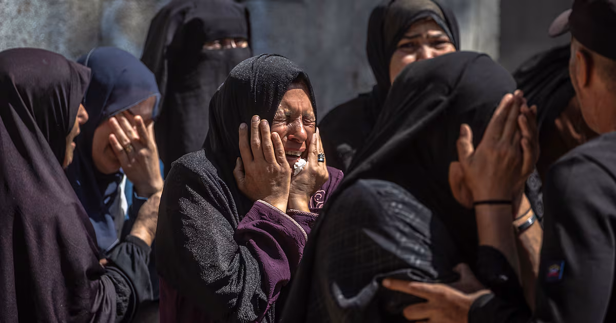 Mourners attend the funeral of Imad Aslim, a Hamas commander who was killed in an Israeli air strike on Gaza last month. EPA
