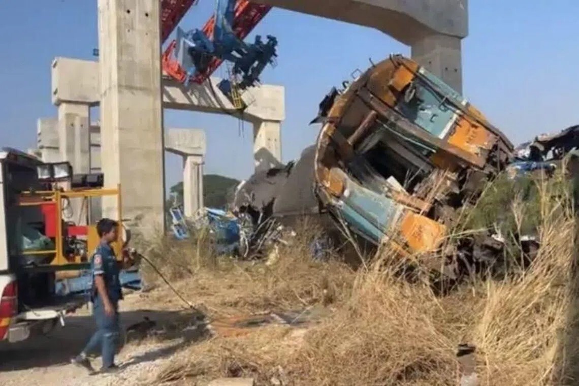 At least 32 killed after crane falls on train in Thailand’s north-east