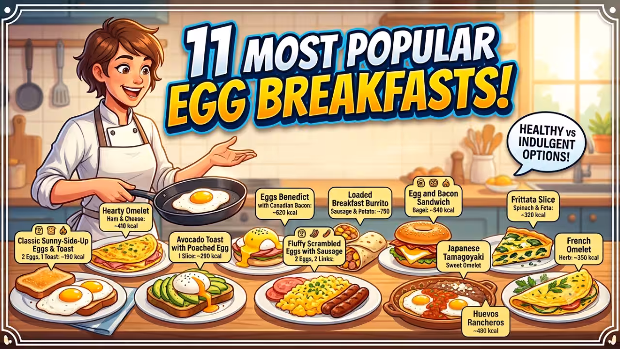 11 popular egg breakfast dishes and how many calories they have