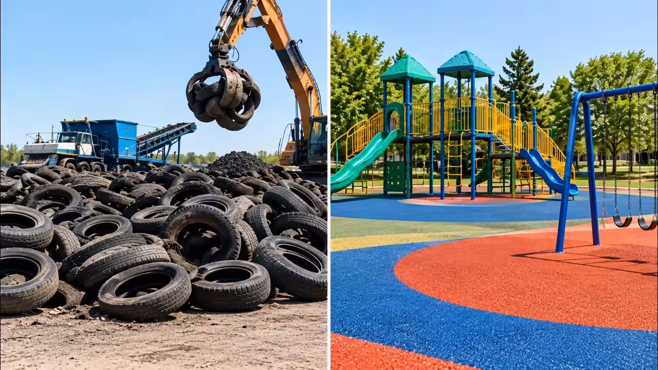 Nebraska recycled 11, 605 tons of scrap tires into playgrounds and tracks in 2009